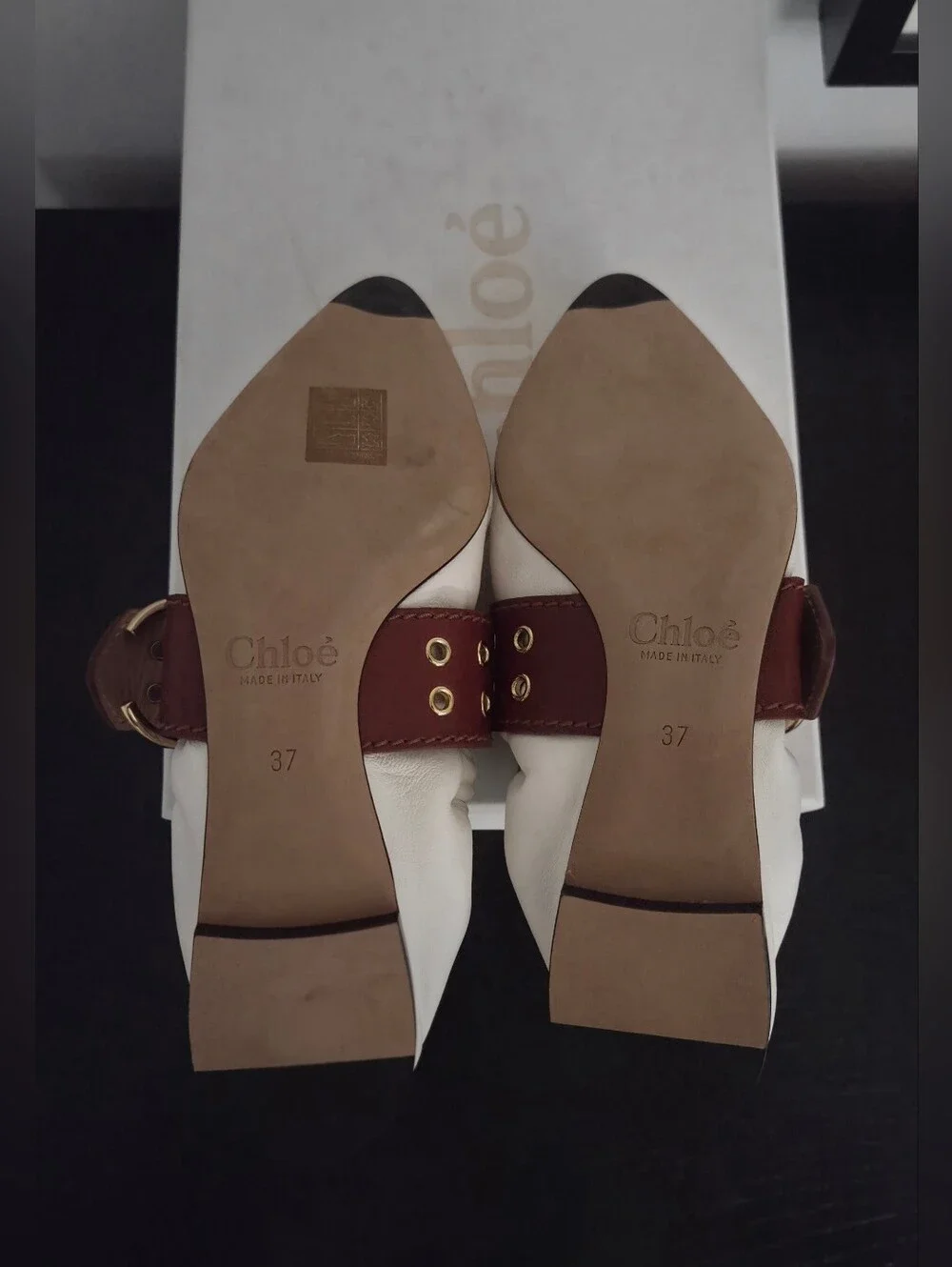 Chloe Roy Kiltie Belted Ballet Flats Size 37